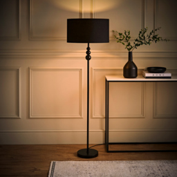 ValueLights Marissa Black Shade Black Ball LED Floor Lamp - Size: 145 x 45 x 45cm - Wilko - thumbnail 7