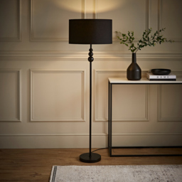ValueLights Marissa Black Shade Black Ball LED Floor Lamp - Size: 145 x 45 x 45cm - Wilko - thumbnail 3