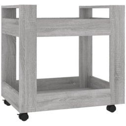 vidaXL 2 Shelf Grey Sonoma Wooden Desk Trolley - Size: 60 x 60 x 45cm - Wilko - thumbnail 3