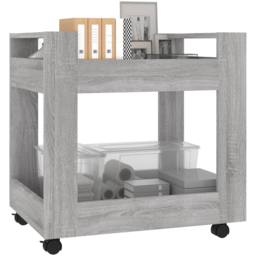 vidaXL 2 Shelf Grey Sonoma Wooden Desk Trolley - Size: 60 x 60 x 45cm - Wilko - thumbnail 4