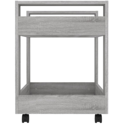 vidaXL 2 Shelf Grey Sonoma Wooden Desk Trolley - Size: 60 x 60 x 45cm - Wilko - thumbnail 7