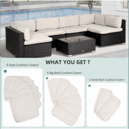 Outsunny Beige Rattan Sofa Seat Cushion Cover 14 Pack - Size: 14 Piece - Cream - Wilko - thumbnail 5