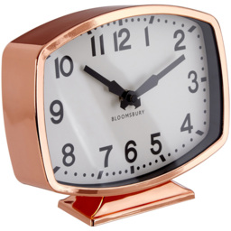 Premier Housewares Baillie Rose Gold Finish Table Clock 18cm - Size: 23 x 5 x 18cm - Pink - Wilko - thumbnail 4