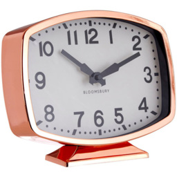 Premier Housewares Baillie Rose Gold Finish Table Clock 18cm - Size: 23 x 5 x 18cm - Pink - Wilko - thumbnail 3