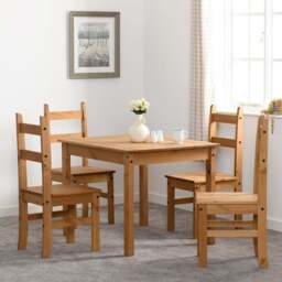 Seconique Corona 4 Seater Dining Table Set Distressed Waxed Pine - Brown - Wilko - thumbnail 1