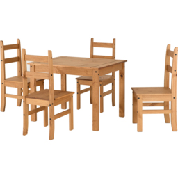 Seconique Corona 4 Seater Dining Table Set Distressed Waxed Pine - Brown - Wilko - thumbnail 4