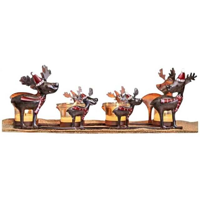 Marco Paul Reindeer Tea Light Gass Holder - Size: 35 x 13 x 7cm - Brown - Wilko - image 1