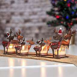 Marco Paul Reindeer Tea Light Gass Holder - Size: 35 x 13 x 7cm - Brown - Wilko - thumbnail 4