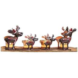 Marco Paul Reindeer Tea Light Gass Holder - Size: 35 x 13 x 7cm - Brown - Wilko - thumbnail 1