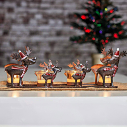 Marco Paul Reindeer Tea Light Gass Holder - Size: 35 x 13 x 7cm - Brown - Wilko - thumbnail 3