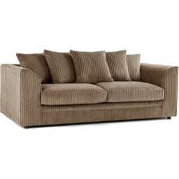 Portland Luxor 3 Seater Coffee Jumbo Cord Sofa with Scatter Back - Brown - Wilko - thumbnail 3