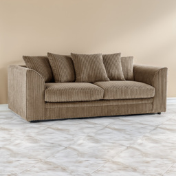Portland Luxor 3 Seater Coffee Jumbo Cord Sofa with Scatter Back - Brown - Wilko