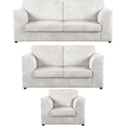 Luxor 6 Seater Silver Jumbo Cord Full Back Sofa Suite - Wilko - thumbnail 3