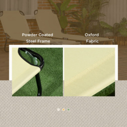 Outsunny Set of 2 Beige Adjustable Folding Sun Lounger - Size: 28 x 56 x 188cm - Cream - Wilko - thumbnail 7