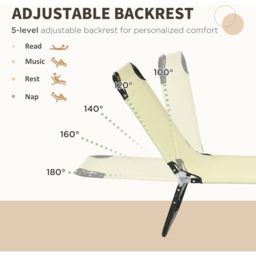 Outsunny Set of 2 Beige Adjustable Folding Sun Lounger - Size: 28 x 56 x 188cm - Cream - Wilko - thumbnail 5