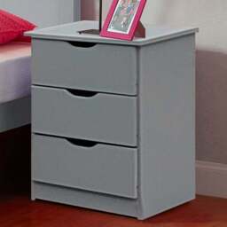 Brooklyn 3 Drawer Grey Childrens Wooden Star Bedside Table - Size: 3 Drawers - Wilko - thumbnail 1