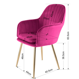 Muse Accent Chair in Velvet Upholstery - Fuchsia - Size: Single - Pink - Genesis - Wilko - thumbnail 7