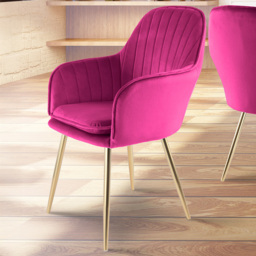 Muse Accent Chair in Velvet Upholstery - Fuchsia - Size: Single - Pink - Genesis - Wilko - thumbnail 1