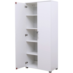 MMT Furniture Designs 2 Door White Wooden Lockable Filing Cabinet - Size: 180 x 80 x 35cm - Wilko - thumbnail 4