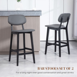 HOMCOM Dark Grey PU Leather Cover Bar Stool Set of 2 - Wilko - thumbnail 7