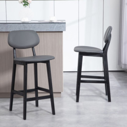 HOMCOM Dark Grey PU Leather Cover Bar Stool Set of 2 - Wilko - thumbnail 5