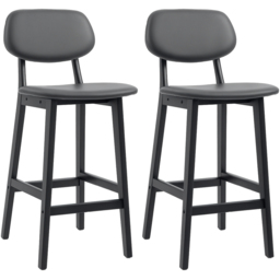 HOMCOM Dark Grey PU Leather Cover Bar Stool Set of 2 - Wilko - thumbnail 3
