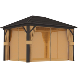 Outsunny 3.6 x 3m Brown Metal Hard Top Gazebo with Screened Curtain - Wilko - thumbnail 3