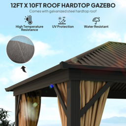 Outsunny 3.6 x 3m Brown Metal Hard Top Gazebo with Screened Curtain - Wilko - thumbnail 5