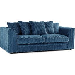 Luxor 3 Seater Marine Blue Jumbo Cord Scatter Back Sofa - Wilko - thumbnail 3