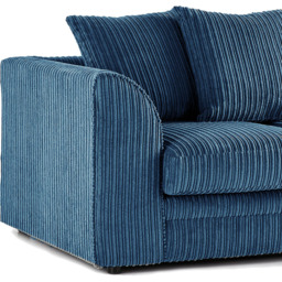 Luxor 3 Seater Marine Blue Jumbo Cord Scatter Back Sofa - Wilko - thumbnail 4