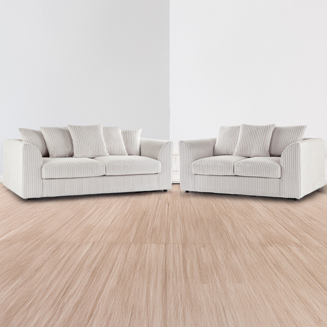 Portland Luxor 5 Seater Cream Jumbo Cord Sofa Set with Scatter Back - Wilko - image 1
