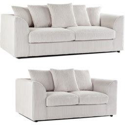 Portland Luxor 5 Seater Cream Jumbo Cord Sofa Set with Scatter Back - Wilko - thumbnail 3