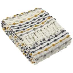furn. Dhadit Ochre Stripe Throw 130 x 150cm - Size: 150 x 130cm - Yellow - Wilko - thumbnail 1