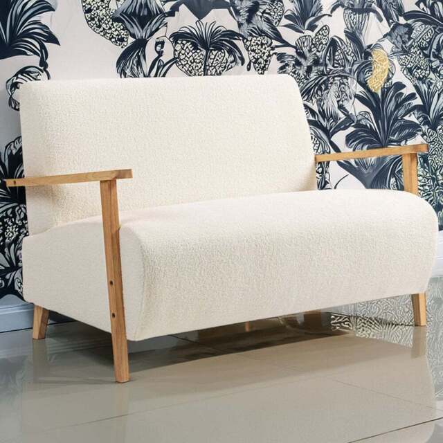 HOMCOM 2 Seater Cream Fabric Sofa - Wilko - image 1