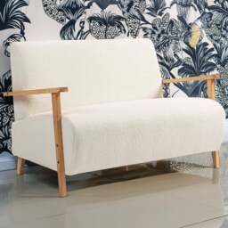 HOMCOM 2 Seater Cream Fabric Sofa - Wilko