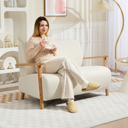 HOMCOM 2 Seater Cream Fabric Sofa - Wilko - thumbnail 4