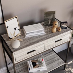 VIDA DESIGNS Brooklyn 2 Drawer Grey Console Table - Size: 34 x 80 x 74cm - Wilko - thumbnail 4