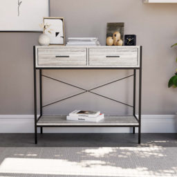 VIDA DESIGNS Brooklyn 2 Drawer Grey Console Table - Size: 34 x 80 x 74cm - Wilko - thumbnail 7