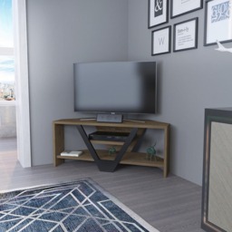 Decorotika Karin 2 Sheld Oud Oak and Black Modern Corner TV Unit - Size: 36.8 x 90 x 35cm - Multi - Wilko - thumbnail 4