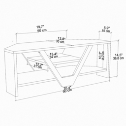 Decorotika Karin 2 Sheld Oud Oak and Black Modern Corner TV Unit - Size: 36.8 x 90 x 35cm - Multi - Wilko - thumbnail 6