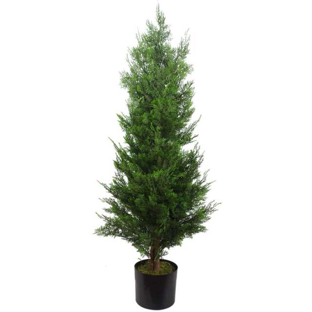 Leaf Artificial Cypress Cedar Topiary Plant Tree 120cm - Size: 120 x 55 x 55cm - Green - Wilko - image 1