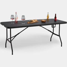 VonHaus Black Faux Rattan Table - Size: 74 x 1800 x 74cm - Wilko - thumbnail 3