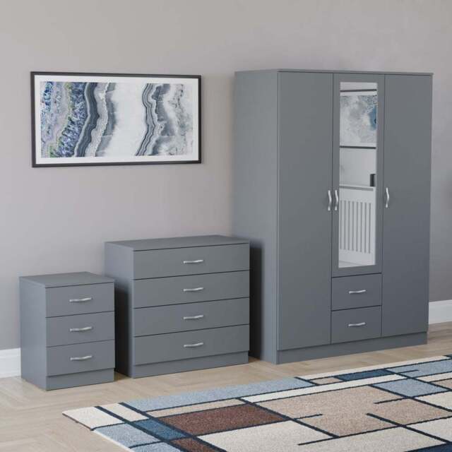 Vida Designs Riano Grey 3 Piece Bedroom Furniture Set - Wilko - image 1