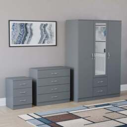 VIDA DESIGNS Riano Grey 3 Piece Bedroom Furniture Set - Wilko