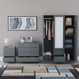 Vida Designs Riano Grey 3 Piece Bedroom Furniture Set - Wilko - thumbnail 4