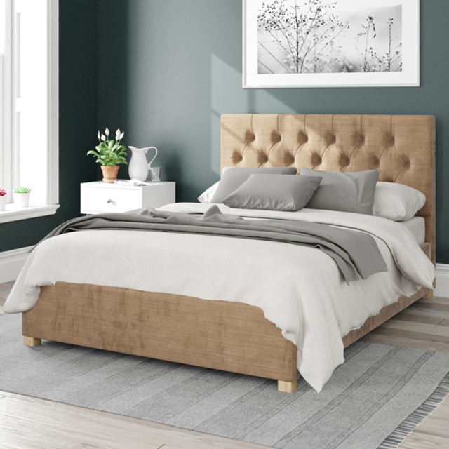 Aspire Olivier Super King Champagne Firenze Velour Ottoman Bed - Cream - Aspire Beds - Wilko - image 1