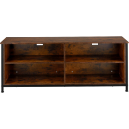 tectake Navan 4 Shelf Dark Rustic Wooden TV Unit with 4 Cable Cutouts - Size: 60.5 x 41 x 147cm - Brown - Wilko - thumbnail 4