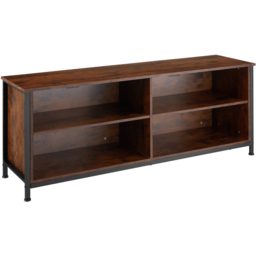 tectake Navan 4 Shelf Dark Rustic Wooden TV Unit with 4 Cable Cutouts - Size: 60.5 x 41 x 147cm - Brown - Wilko - thumbnail 3