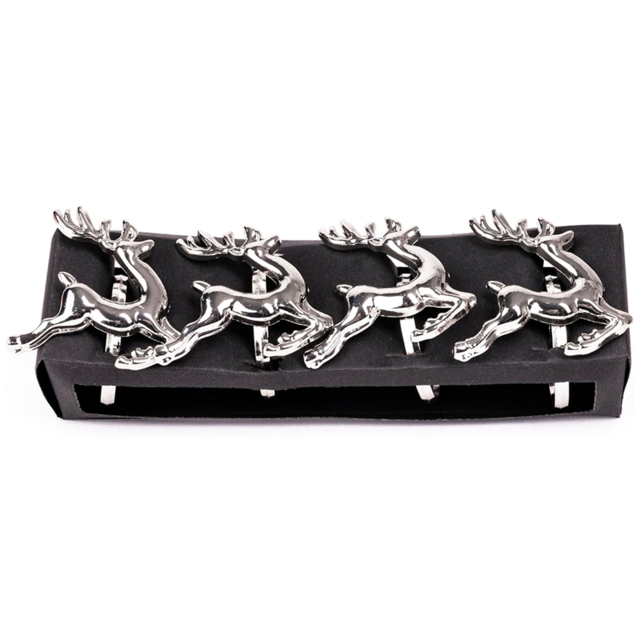 Marco Paul Silver Christmas Stag Napkin Rings - Size: 5 x 4 x 4cm - Wilko - image 1