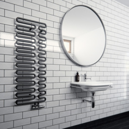 Terma Swale Metallic Black Heated Towel Rail 1746 BTU 1244 x 465mm - Size: 124.4 x 46.5 x 7.8cm - Wilko - thumbnail 7